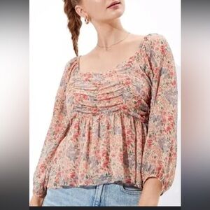 American Eagle flowy floral blouse puff sleeves size XS excellent condition